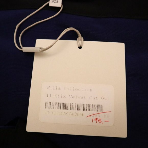 TIBI Velvet Top Blue Off The Shoulder Cold Shoulder Tunic Top Size XS $395 New - Picture 5 of 6